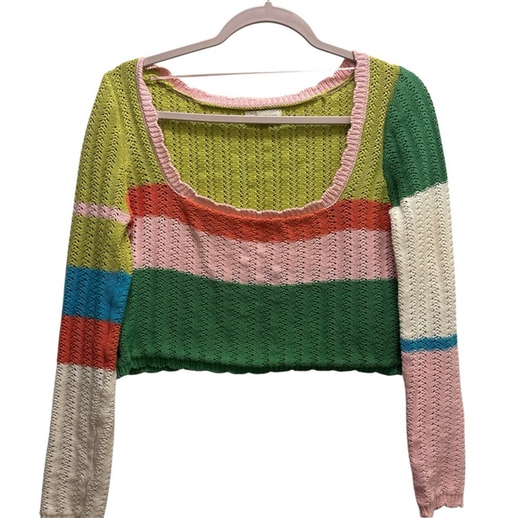 La Hearts Colorful Striped Crop Top - Picture 6 of 11